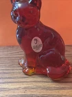 Vintage Ruby Red, Translucent Cat Figurine made by Fenton
