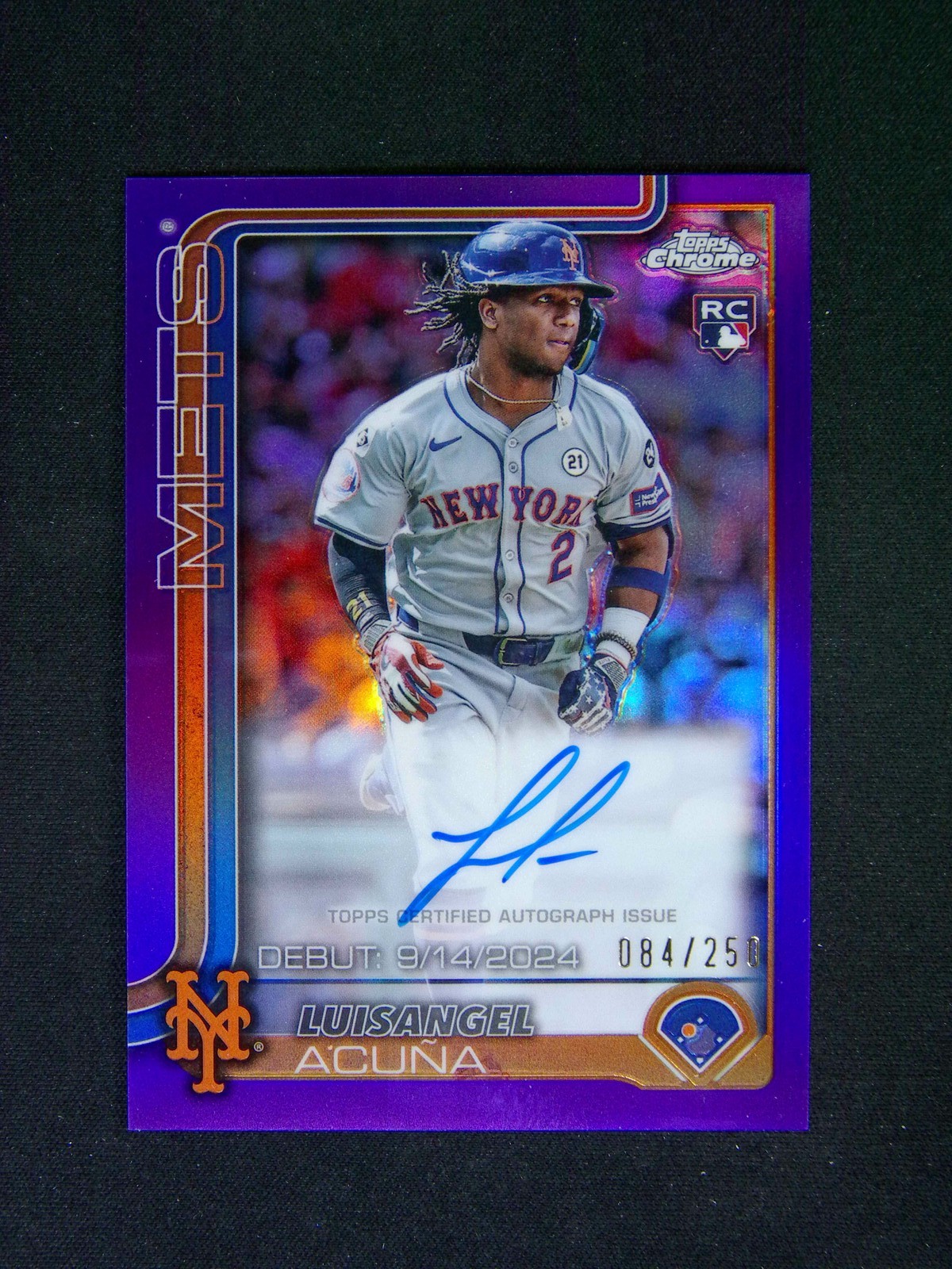 2025 Topps Chrome Luisangel Acuna RC Rookie Auto Purple /250