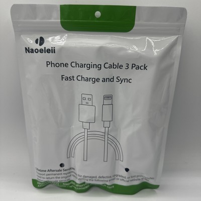 3 Pack Of 10ft  Fast Charge and Sync Cables Compatible With IPhone  Naoeleii