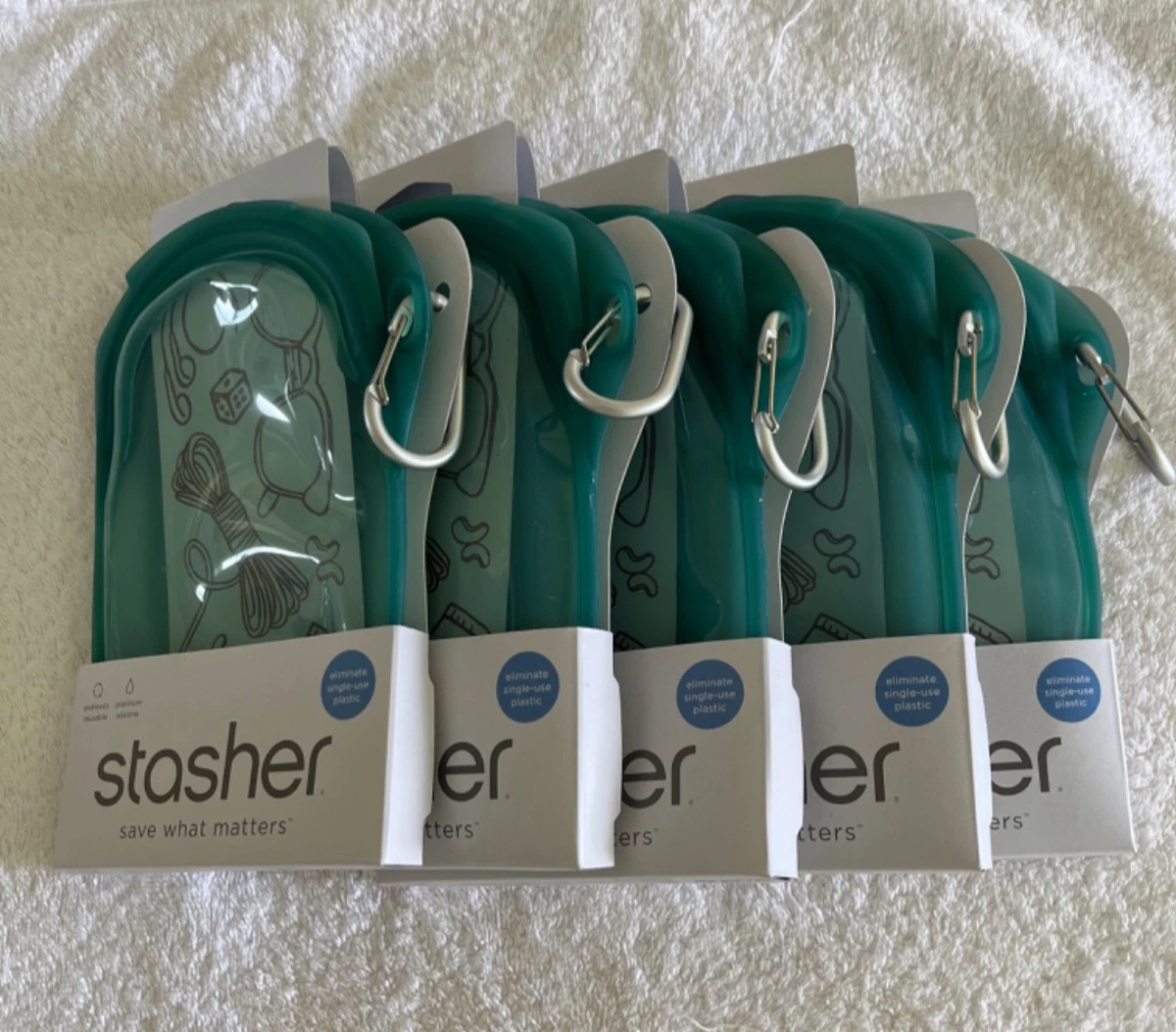 LOT OF 5 Stasher Reusable Go Bag 18 Fl Oz Waterfall With Carabiner NEW FREE SHIP
Opens in a new wind