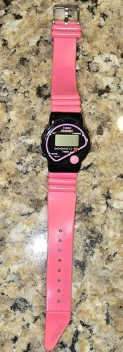 Vintage Timex Aerobix Digital Watch 80’s Pink Hook & Loop Band Chrono EUC 