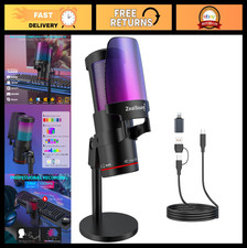 USB Microphone for PC, Mac, iPhone  Android - Noise Cancelling, RGB Light, Touc
