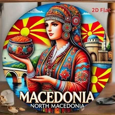 North Macedonian Traditional Dishes Metal Wall Art 8X8Inch