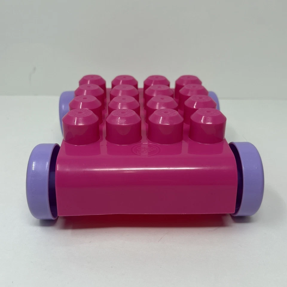Mega Bloks First Builder Blocks 4X4 Giant Car Base Pink Purple Wheels STEM Toy - Image 3 of 4