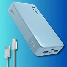 Power Bank 20000mAh 45W Portable Charger External Battery Backup For Cell Phone