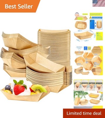 Biodegradable 80 Pack Mini Kraft Food Boat Trays - Perfect for Parties & Snacks