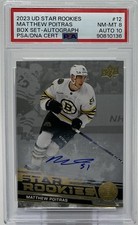 Matthew Poitras Rookie Auto PSA 8/10 - 2023 Upper Deck ‘Star Rookies’ -Bruins