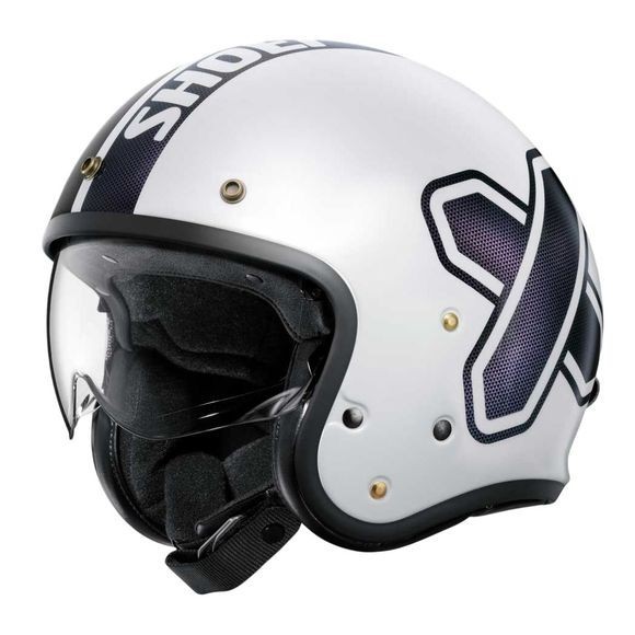 Casque jet SHOEI J-O2 Cross Logo 2 rétro noir mat pour moto urbaine