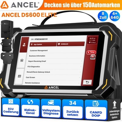 ANCEL DS600EL OBD2 KFZ Diagnosegerät ALLE System ECU Coding 34 Reset OBD Scanner