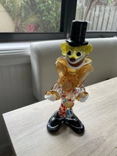 Murano Hand Blown Glass Clown Figurine