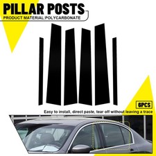 6x For 2002-2013 Infiniti G35 G37 Sedan Gloss Black Door Pillar Posts Cover Trim