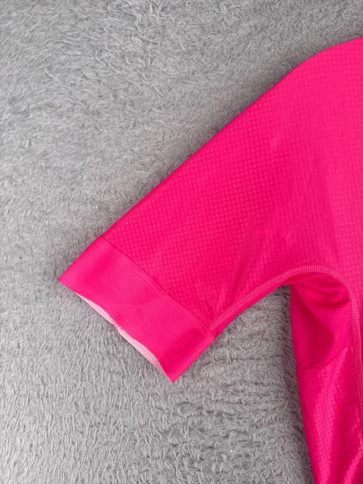 Giordana Cycling Jersey Women Euro Large Pink Full Zip Short Sleeve Poly Hi Viz - Image 3 of 4