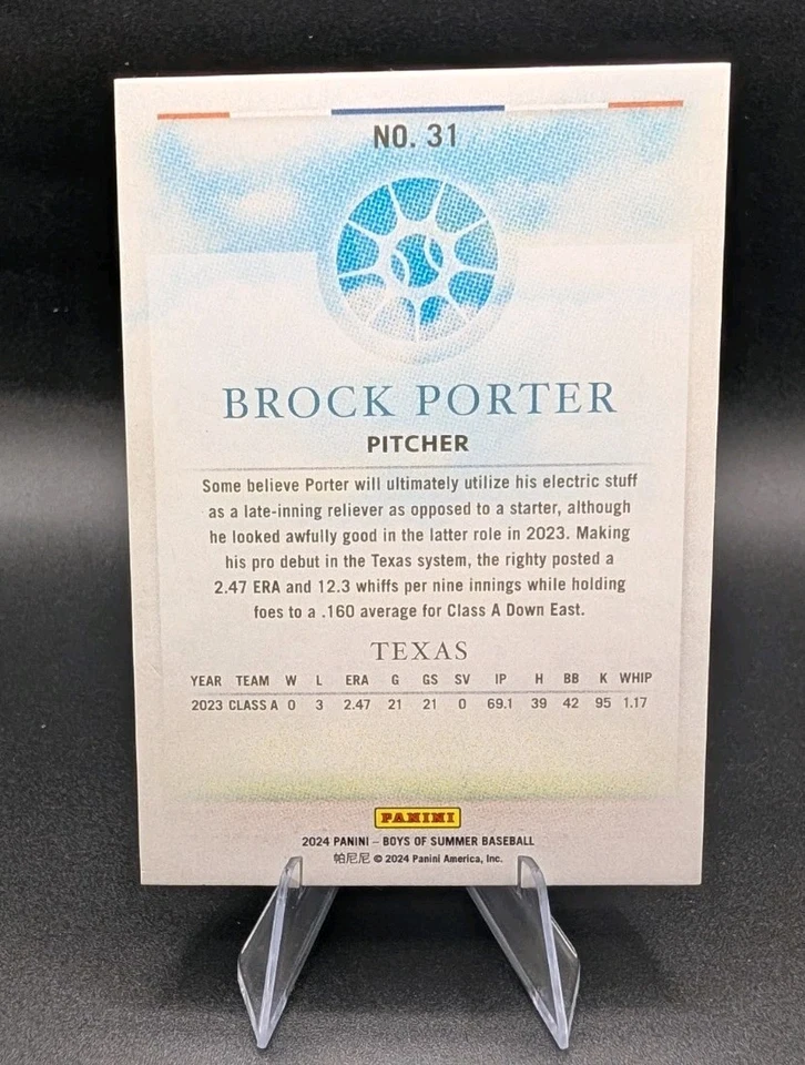 2024 Panini Boys of Summer BROCK PORTER  /10 GOLD #31 Texas - Image 2 of 2