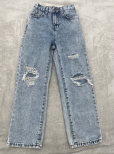 SHEIN Jeans Kids Girls Sz 6 Blue Distressed Straight Leg Denim Pants