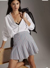Anthropologie Maeve Pleated Patterned Skirt Size 4P 