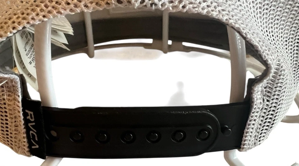 Sombrero de camionero RVCA gris y blanco de malla todo el camino ajustable Snapback Midfit Foto 3 de 4