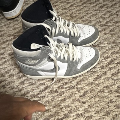 Jordan Air Jordan 1 Men's Mid Top Lace Up Gray/White Colorblock Sneakers