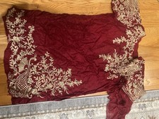 Designer Red Embroidered Kurta with Plazu