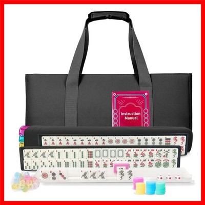 Mahjong Tile Set,166 White Tiles Mahjong Set, 4 All-in-One Rack/Pushers /3 di...
