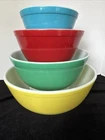 Vintage 1950s PYREX Primary Colors Nesting Mixing Bowls Set 401, 402, 403, 404