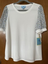 New With Tags CeCe Short Sleeve Spring Top Floral Sheer Sleeves Size L 