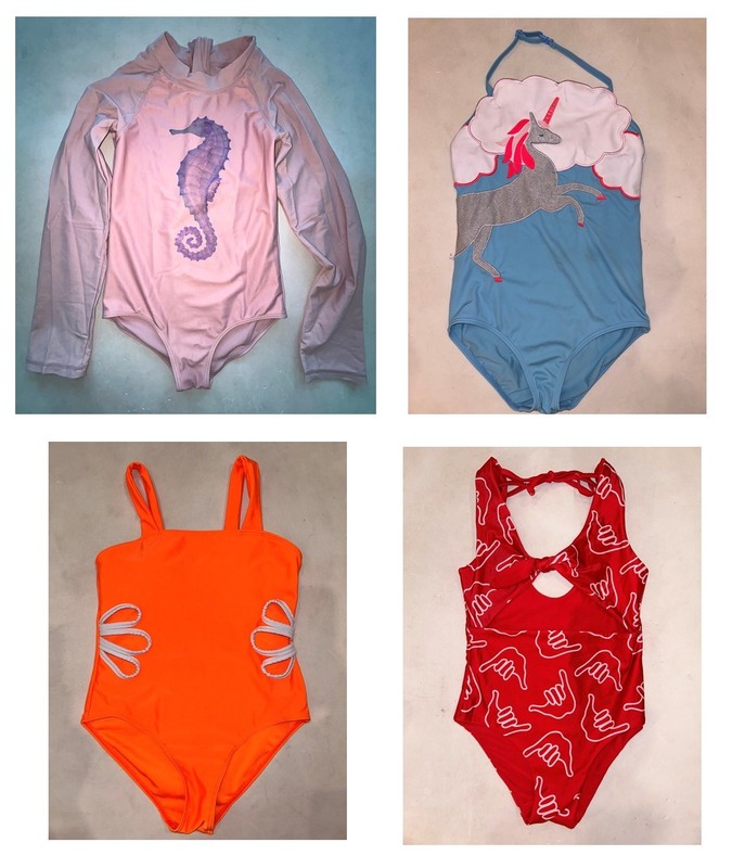 lot of 4 High End 1pc BATHING SWIMSUITS size 9 *KULING *OF ONE SEA *MINI BODEN+