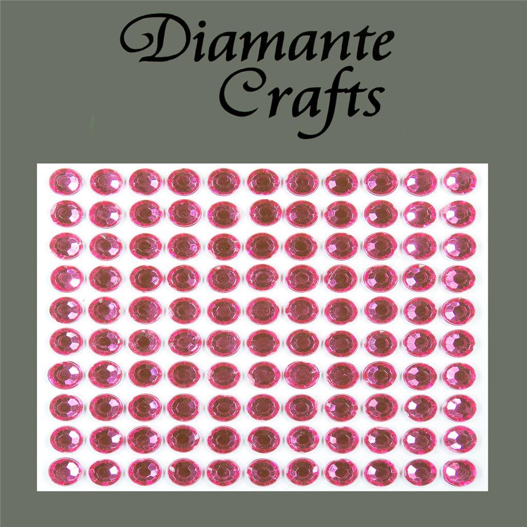 110 x 6mm Hot Pink Diamante Self Adhesive Rhinestone Body Vajazzle Gems