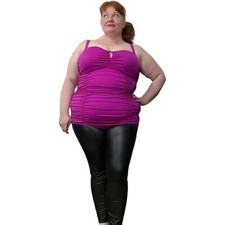 TORRID Womens 3X One Piece Fuschia Peep Front Swimsuit Modest Ruched Wounded 