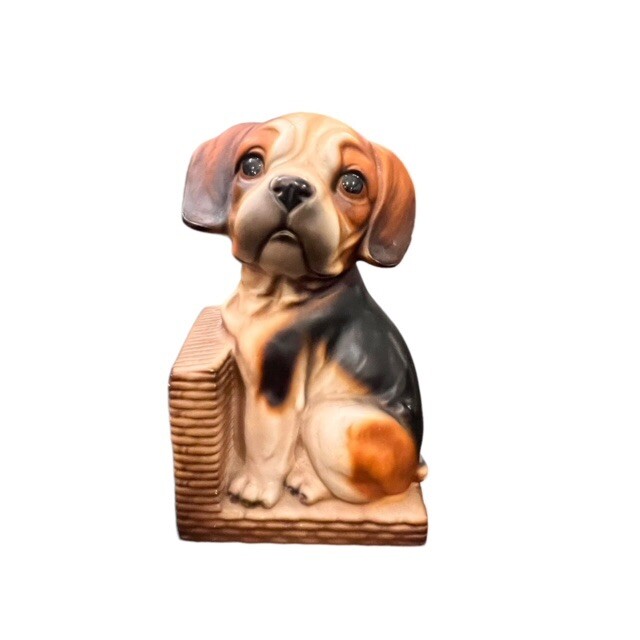 Vintage 1950s Beagle Puppy Ceramic Bookends Dog Lovers Farmhouse