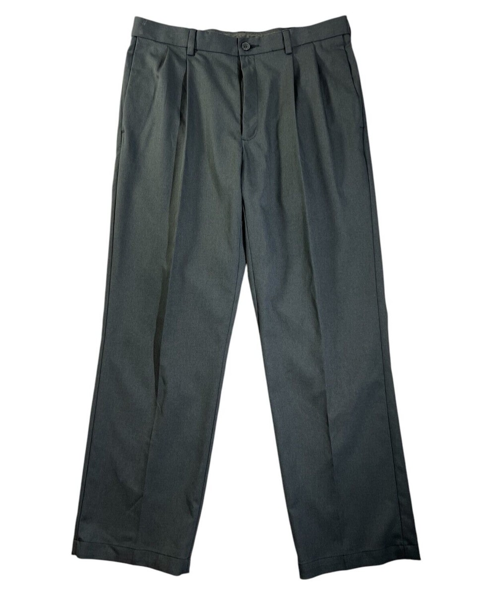 Haggar Premium Classic Fit Slacks Dress Pants Pleated Casual Comfort Gray  34x30 | eBay