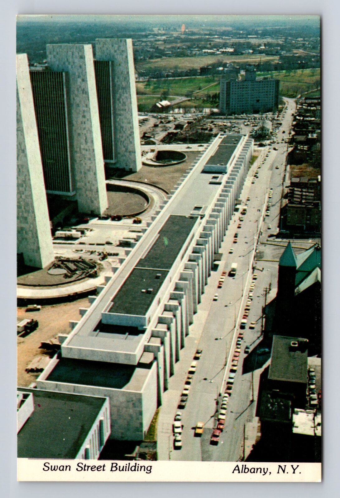 Albany NY Empire State Plaza Swan Street Building Vintage Postcard