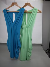 New Women Short Party Mini Dress Deep V Neck Summer Dress Size S/M - Mint Green