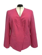 Nine West Women's Blazer Open Front Fuchsia Long Sleeve Size 14W