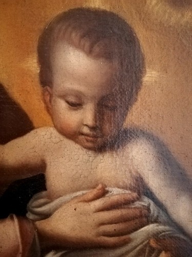 dipinto a olio "Madonna con bambino" con cornice - Foto 2 di 4