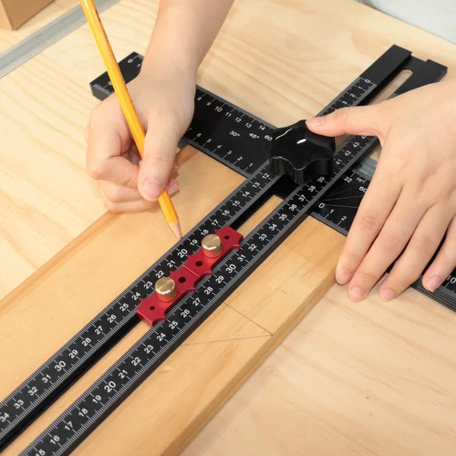 Adjustable 2-in-1 Drilling Drywall Positioning Square Ruler, Aluminum Alloy Jig