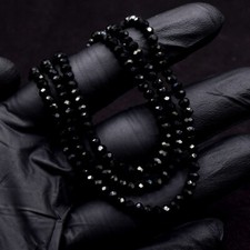 3 Strand Amazing Cut Black Spinel 131.00 Cts Beaded Beautiful Necklace VK 49E642