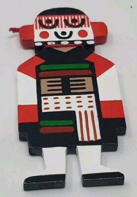 Indianer Hopi Anderson Koinva handgefertigte bemalte Holzpuppe Figur