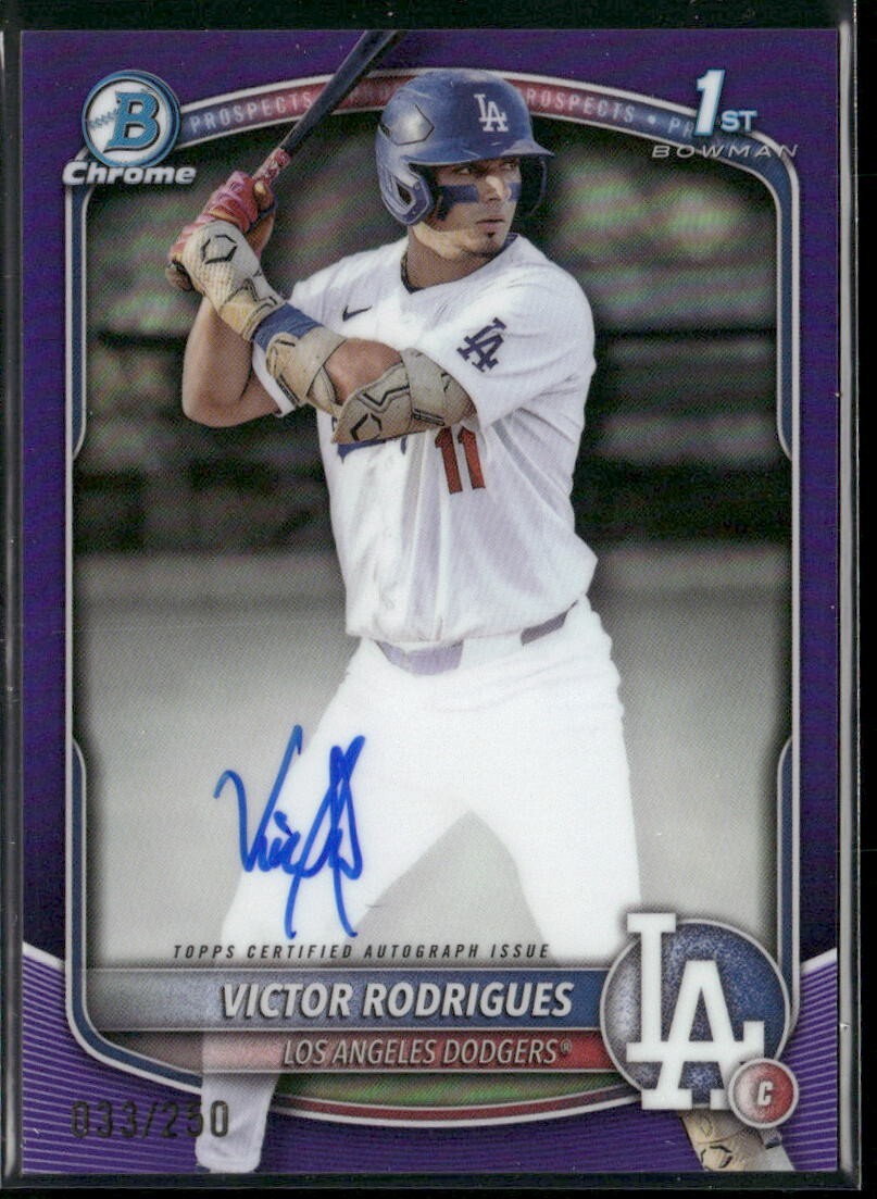 VICTOR RODRIGUES 2025 1ST BOWMAN CHROME PURPLE REFRACTOR AUTO #033/250 #CPA-VR