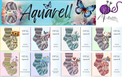 "Opal Aquarell" 100g Sockenwolle Strumpfwolle 4fach mulesingfrei