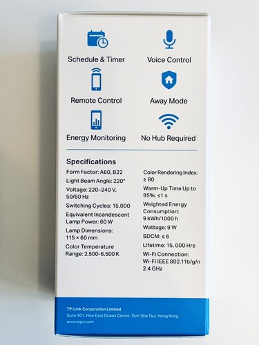 TP-Link Tapo WiFi LED Smart Bulb, Amazon Alexa, Google Home, Multicolour, B22 - Afbeelding 3 van 8