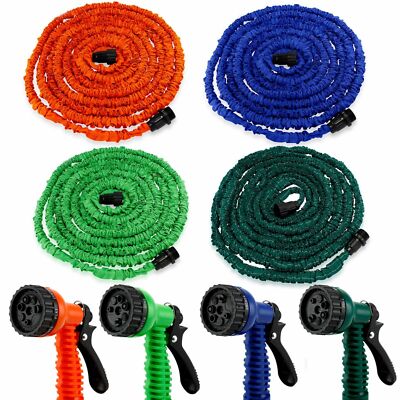 Expanding Expandable Flexible Garden Water Hose w Spray Nozzle 25, 50, 75, 100ft