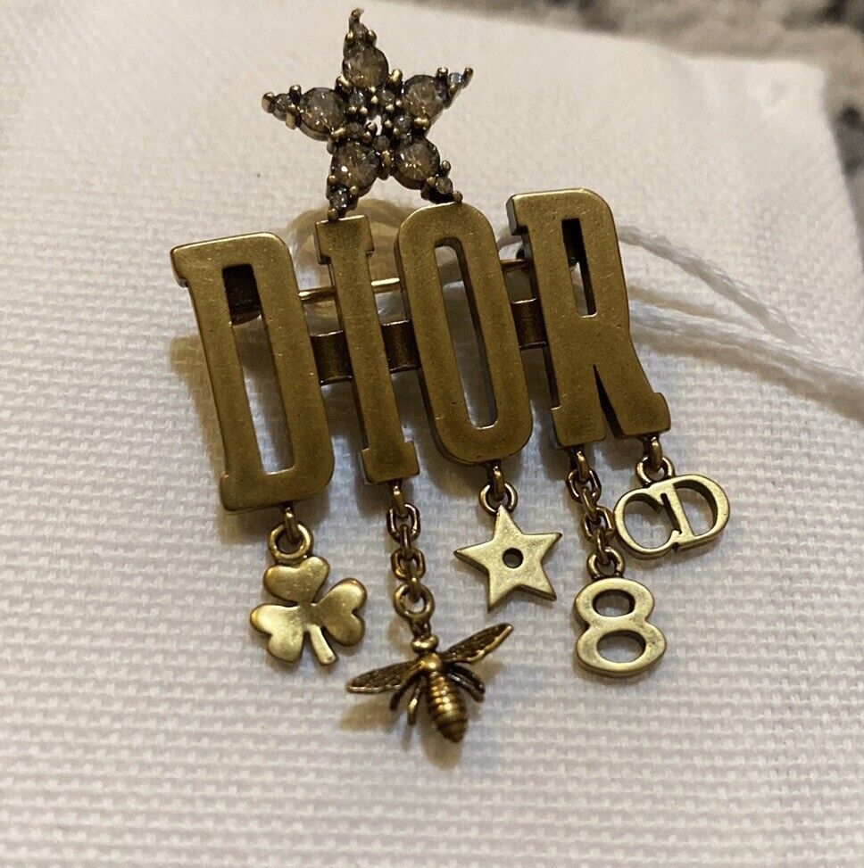 Dior Dio(r)evolution Brooch Antique Gold Finish Metal Dior Dio(r)evolution Brooch Antique Gold Finish Metal