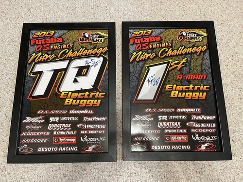 Ryan Lutz Autographed TQ & A-Main Trophies From The dirt burners Race In 2013.