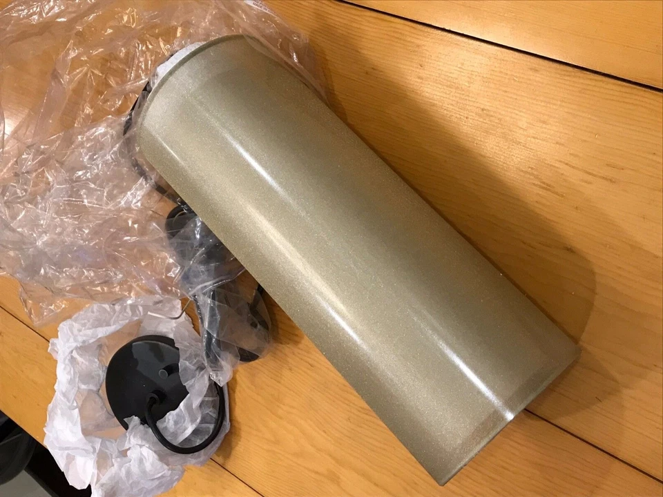 Moderno Novo Cilindro Sonneman Luminária Pingente 5" Abajur de Gaze Dourada com Preto  - Imagem 4 de 4