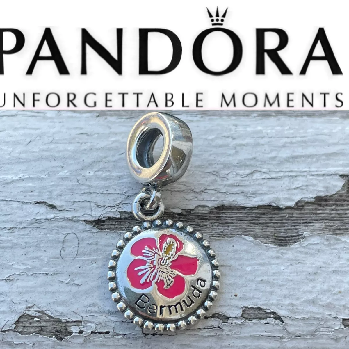 Pandora Authentic Bermuda Exclusive Flower Dangle Charm Pendant EG792018 E248