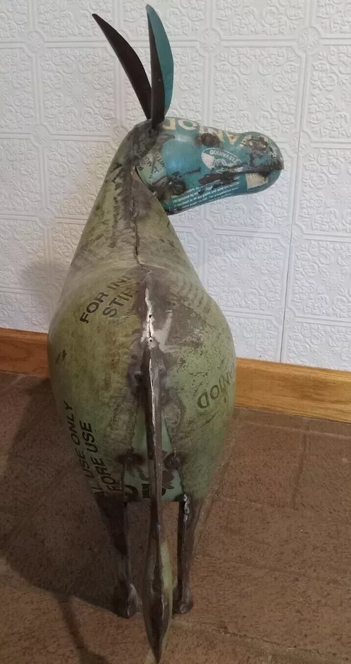 Reclaimed Metal Donkey Sculpture Statue Farm Animal - Image 2 of 4