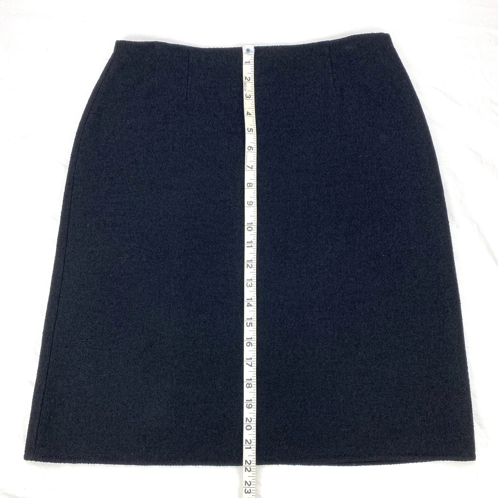 CELINE Gonna al ginocchio Céline in misto lana e nylon nera lunghezza al ginocchio taglia EU 40 US 8 10