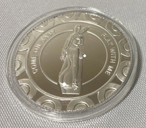 Naughty 1 Troy oz.999 Silver POKER CHIP ART ROUND PROOF Sexy Girl Playboy Bunny