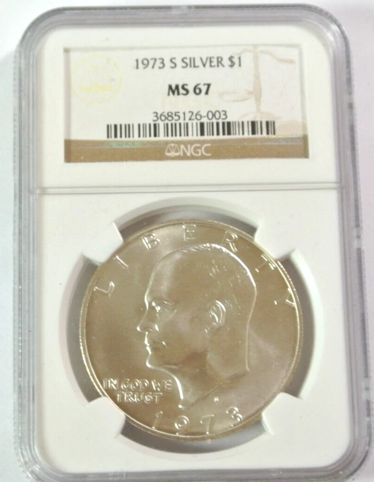 1973 S Silver Eisenhower $1, NGC Graded MS 67 - Image 2 of 4