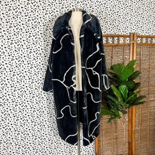 New Eloquii | Abstract Black White Plus Size Long Faux Fur Winter Coat Nwt 18/20